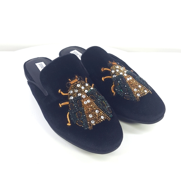 Steve Madden Shoes - Steve Madden Hugh embellished black slide mules flat shoes 9.5 M New